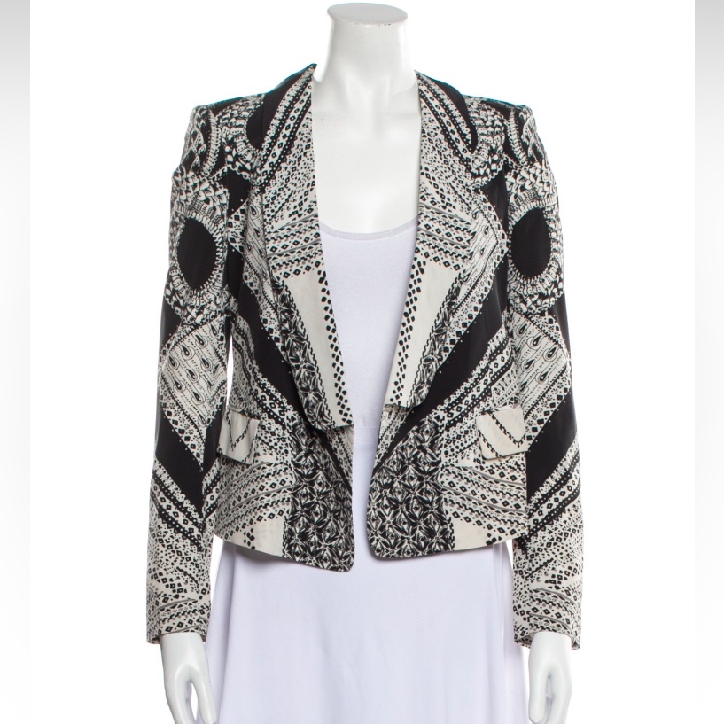 Roberto Cavalli 100% Silk Printed Blazer Xs Nwt